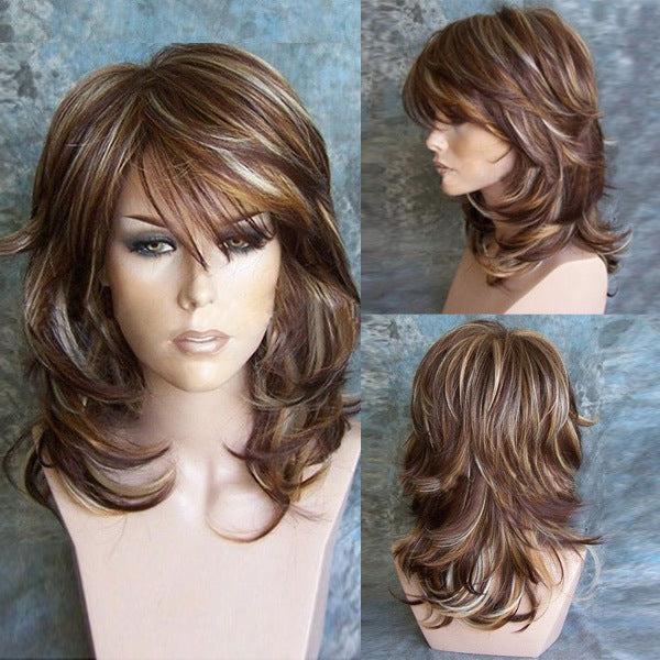 Spot European And American New Style Ladies Mixed Color Long Curly Hair AliExpress New Hot Style Gradient Rose Net