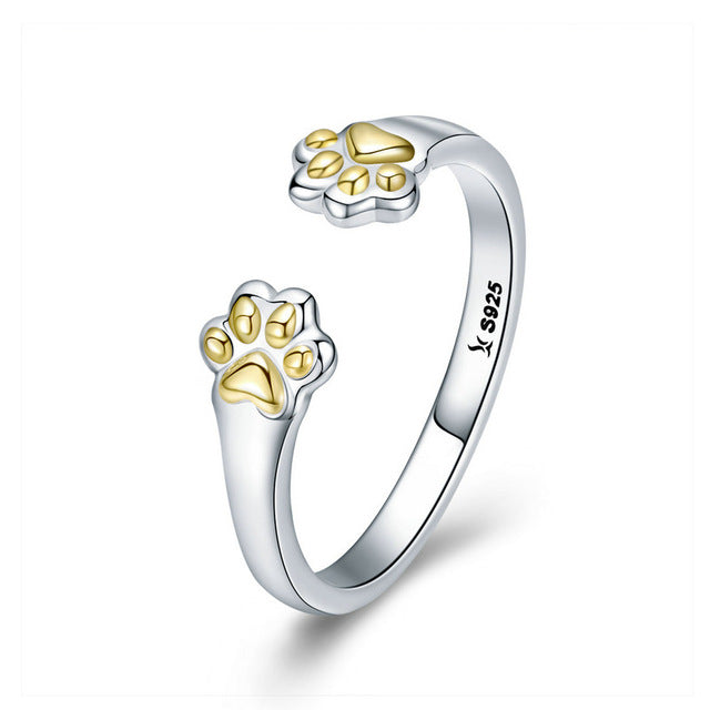 Niedlicher Pfotenabdruck-Ring aus Sterlingsilber