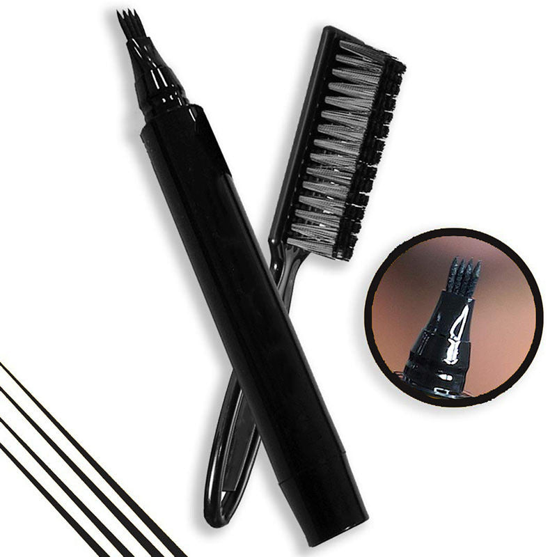 Vier-Zinken-Bartstift, Bart-Auffüllstift, Bartstift und Bartbürsten-Kombination