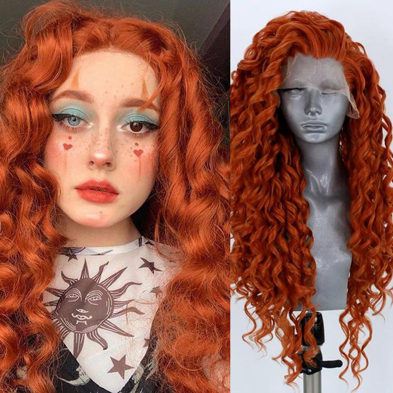 European And American Wig Female Hand Woven Front Lace Chemical Fiber Long Curly Hair Wig Cover