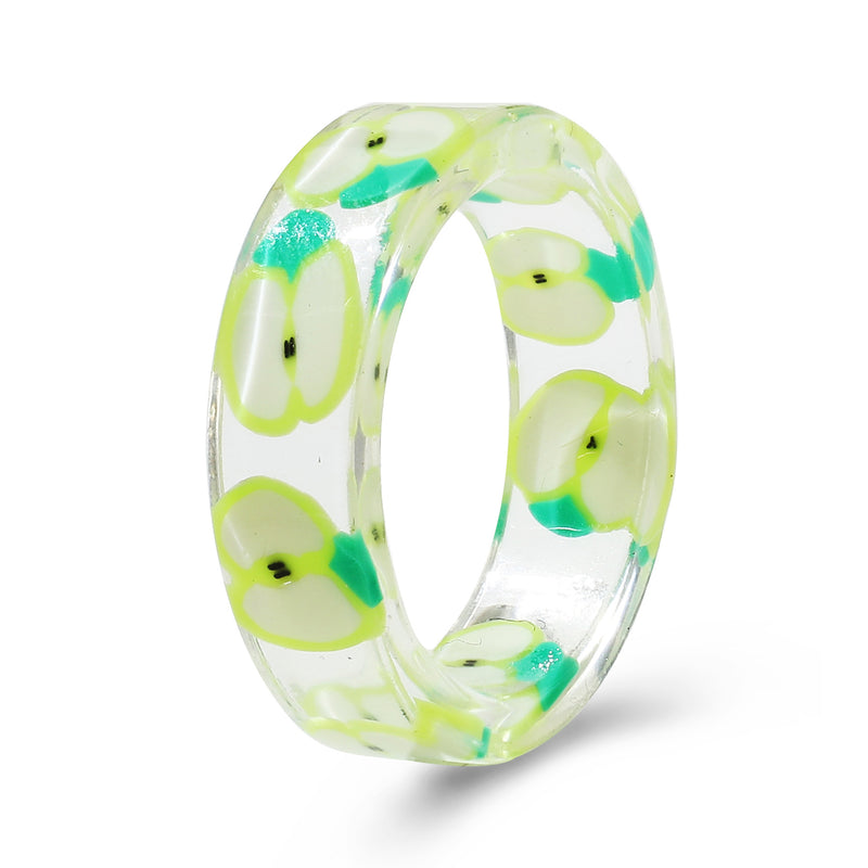 Colorful Fashion Resin Fruit Ring Set Metal Geometric Irregular