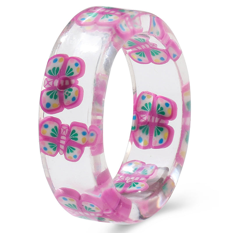 Colorful Fashion Resin Fruit Ring Set Metal Geometric Irregular