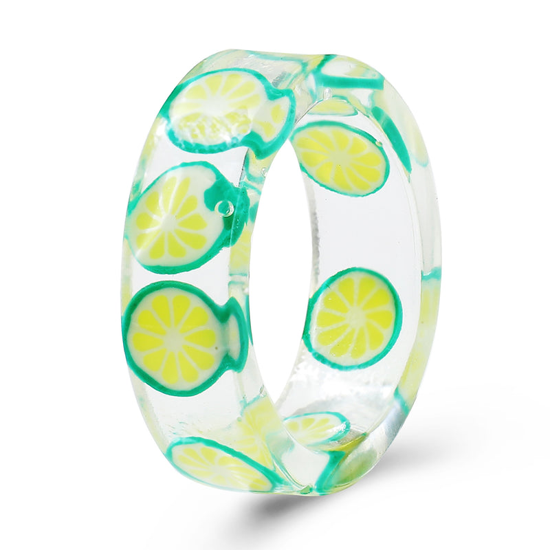 Colorful Fashion Resin Fruit Ring Set Metal Geometric Irregular
