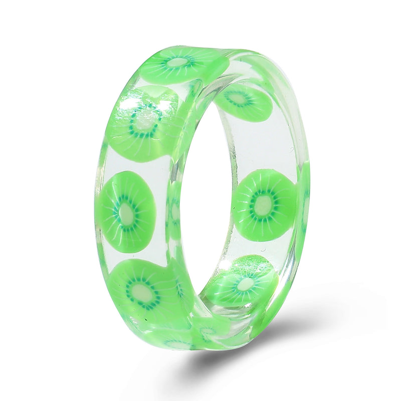 Colorful Fashion Resin Fruit Ring Set Metal Geometric Irregular