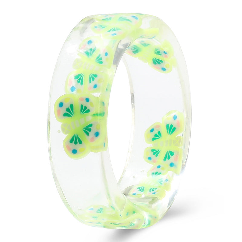 Colorful Fashion Resin Fruit Ring Set Metal Geometric Irregular