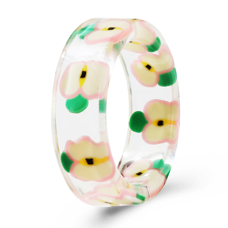 Colorful Fashion Resin Fruit Ring Set Metal Geometric Irregular