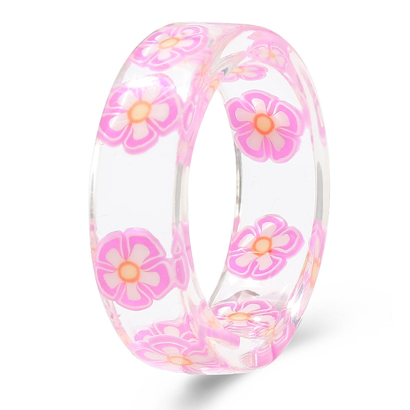 Colorful Fashion Resin Fruit Ring Set Metal Geometric Irregular