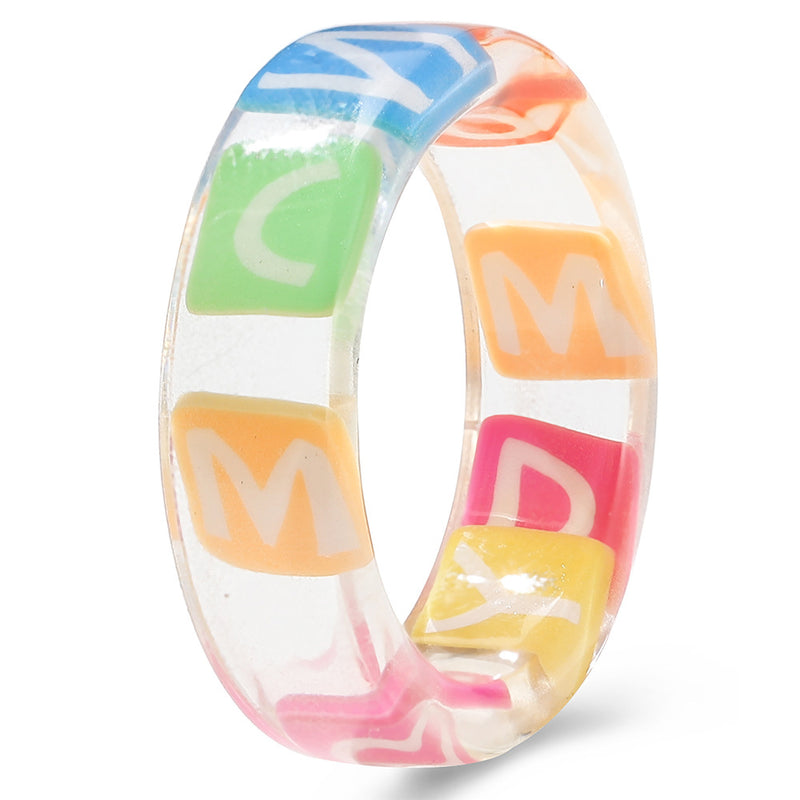 Colorful Fashion Resin Fruit Ring Set Metal Geometric Irregular