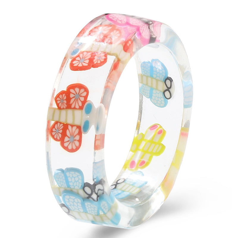 Colorful Fashion Resin Fruit Ring Set Metal Geometric Irregular