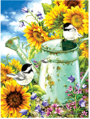 Diamond Painting Sunflower Bird Illustration