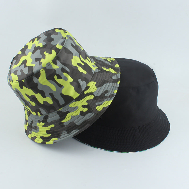 Chapéu de pescador de dupla face com estampado camuflado
