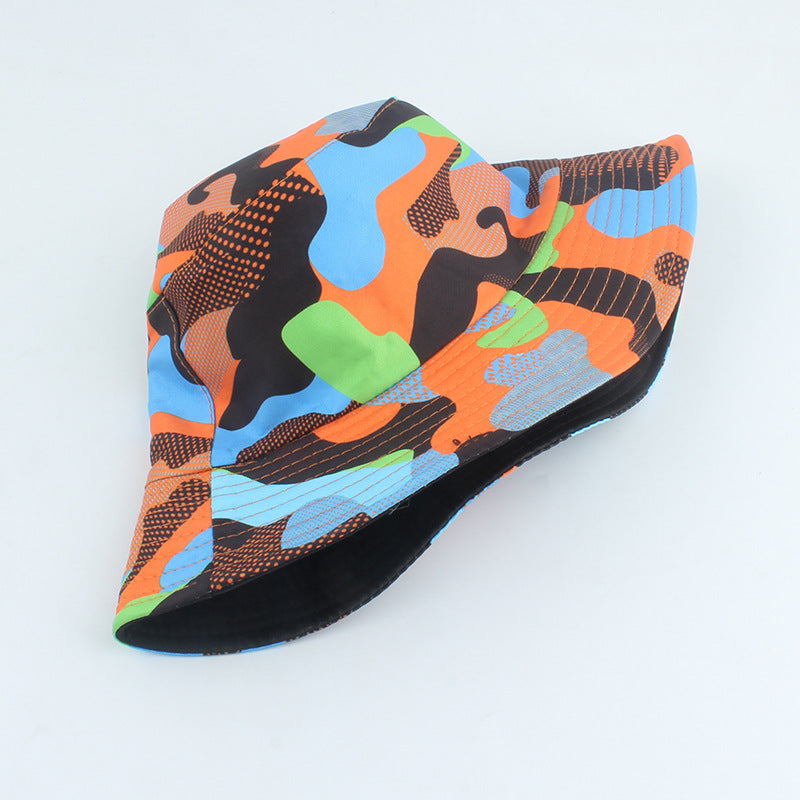 Chapéu de pescador de dupla face com estampado camuflado