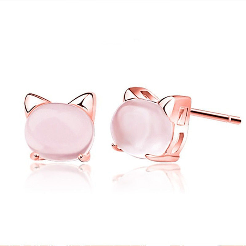 Mädchenohrringe aus reinem Silber, süße S925-Ohrstecker für Schülerinnen, koreanische Katzen-Ohrringe, Silberschmuck für Kinder, Geschenk für Verliebte