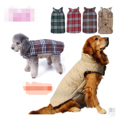 Fabrikverkauf wasserdichte wendbare Gittermuster Haustier Hundejacke Hundekleidung auf Lager