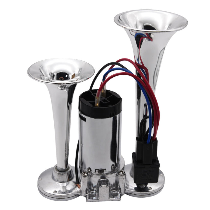 Car And Motorcycle Modified 12V/24V Double Pipe Conjoined Electric Horn With Air Pump