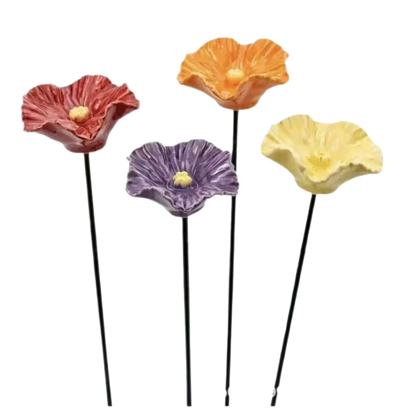 New Handmade Metal Flower Garden Stake Outdoor Bee And Bird Water Feeder