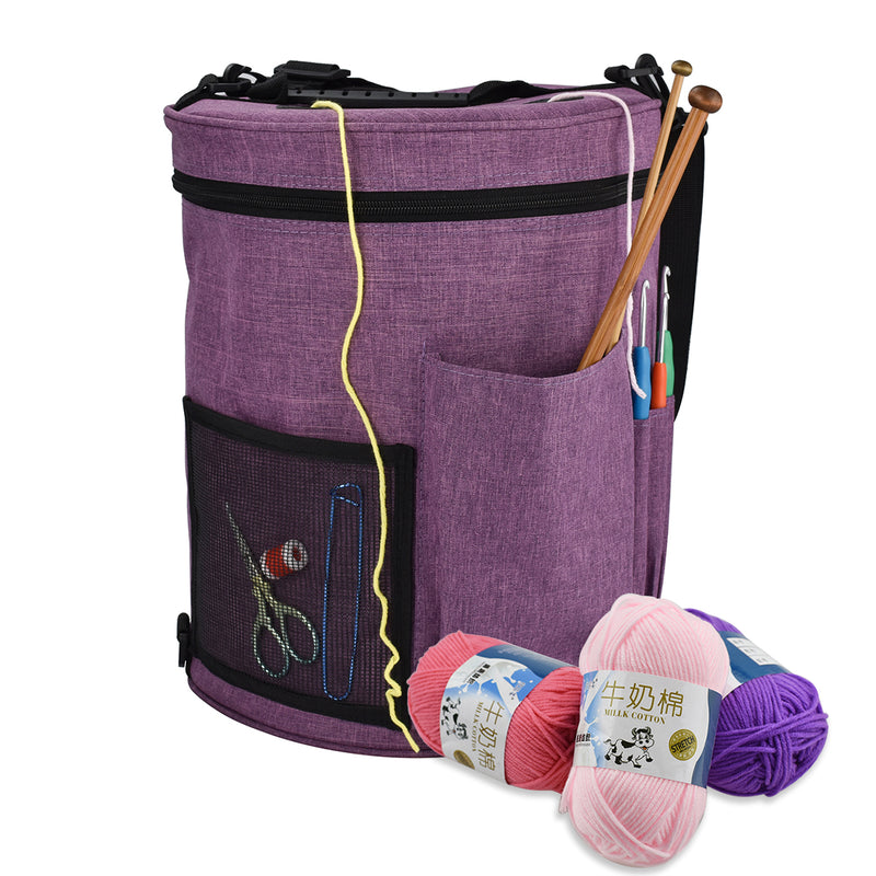 Purple Wool Storage Drum Bag
