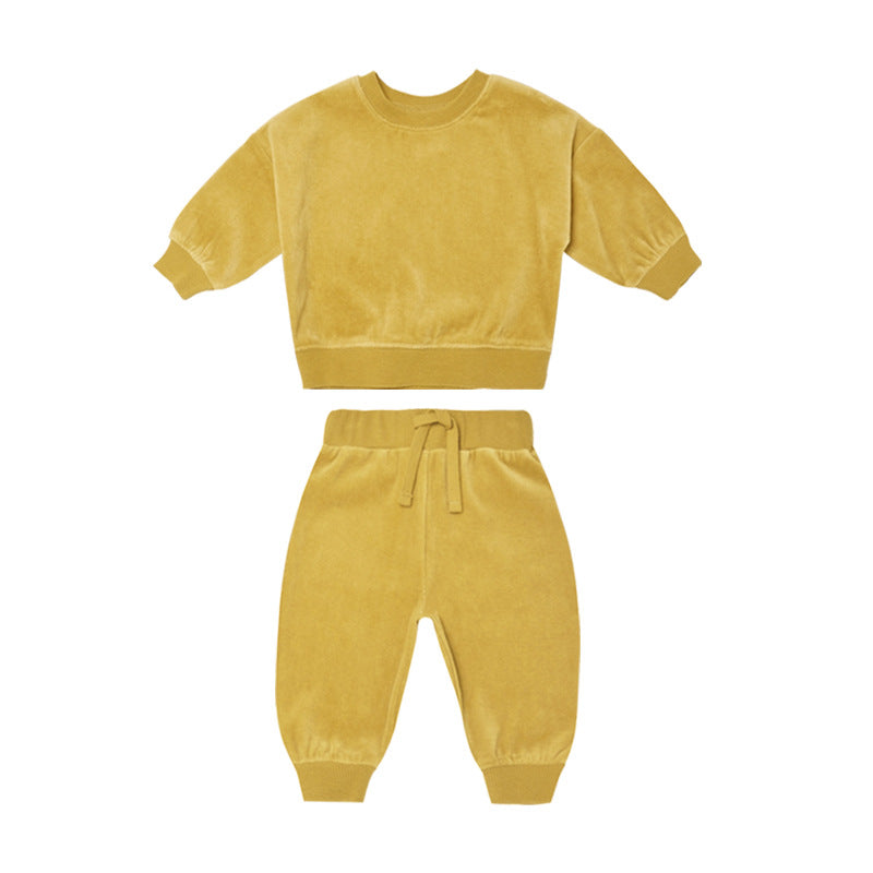 Two Piece Set Of Round Neck Long Sleeved Trousers