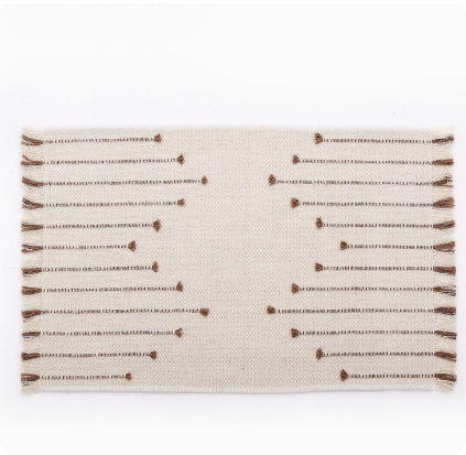 Polyester-cotton Jacquard Cut-out Floral Design Knotted Tassels Rectangular Tablecloth