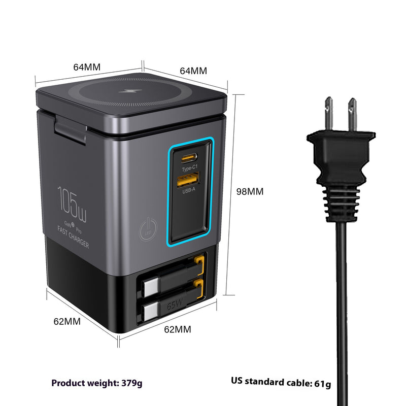 105W Multifunctional Magnetic Wireless Gallium Nitride Charger