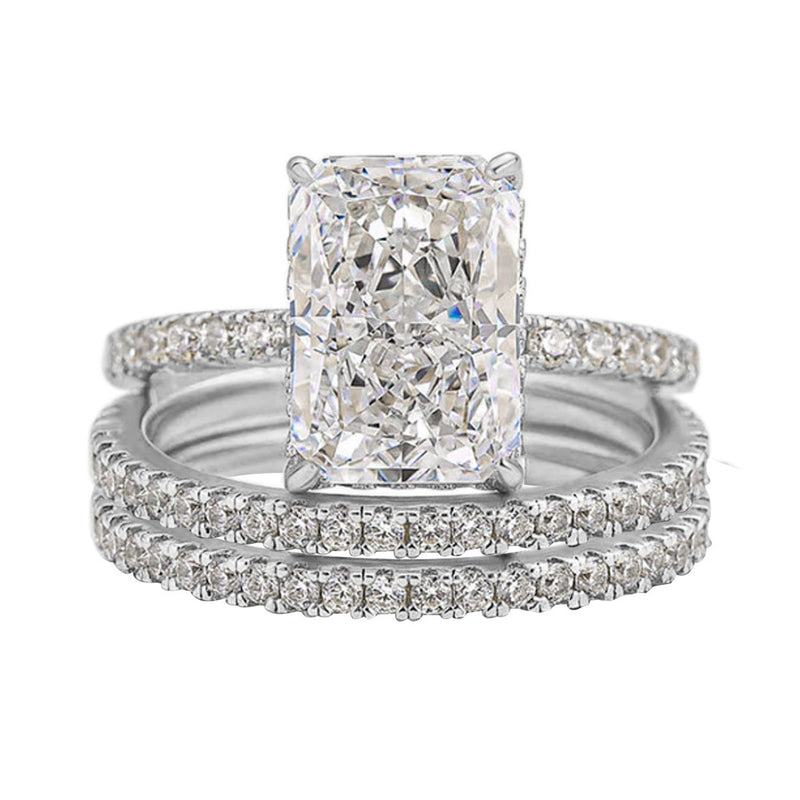 Conjunto de anel de zircônia com corte de flor de gelo super brilhante em prata esterlina S925