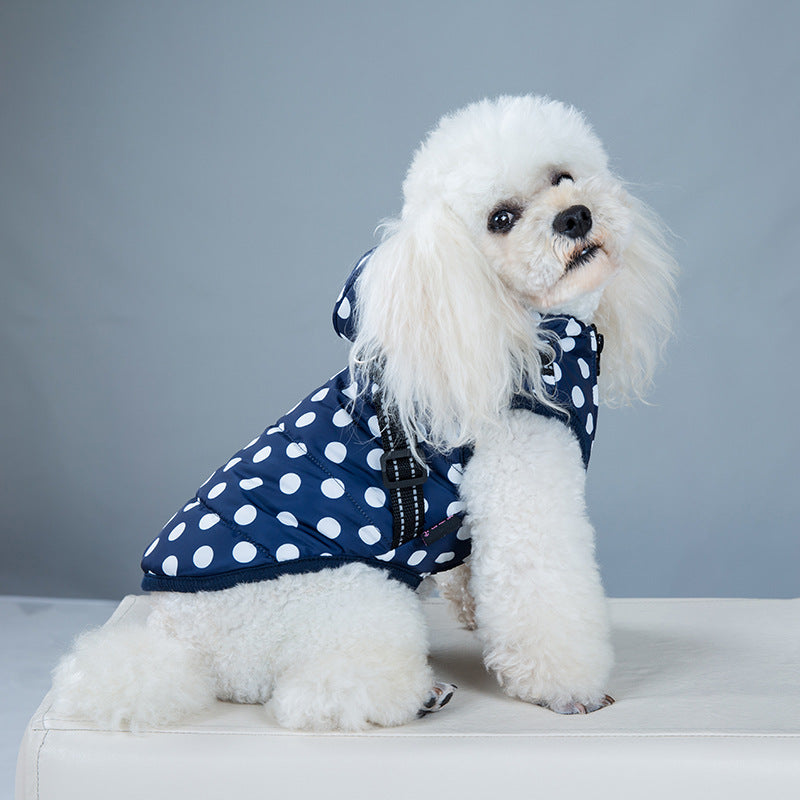 Casaco de Algodão com Pintas para Cão, Muito Vendido, Colete com Forro de Veludo Quente