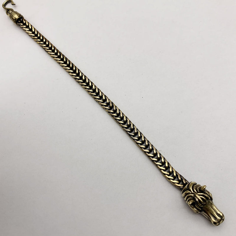 Bracelete de Corrente em Latão Puro com Cavalo Vintage