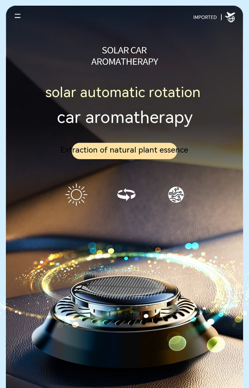 Ambientador de Ar Cinético Portátil para Carro com Alimentação Solar, Difusor de Perfume com Rotação de Anel Duplo e Purificador de Ar