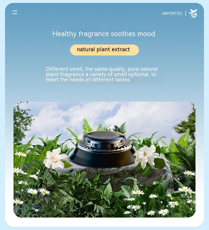 Ambientador de Ar Cinético Portátil para Carro com Alimentação Solar, Difusor de Perfume com Rotação de Anel Duplo e Purificador de Ar