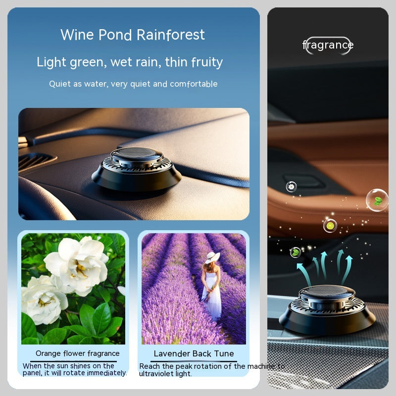 Ambientador de Ar Cinético Portátil para Carro com Alimentação Solar, Difusor de Perfume com Rotação de Anel Duplo e Purificador de Ar