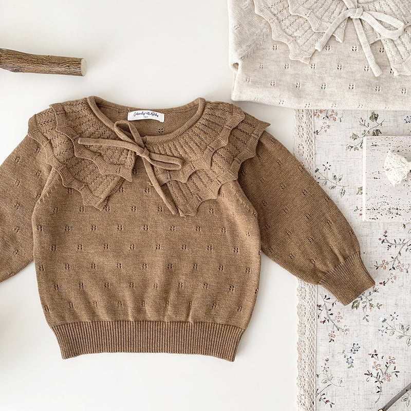Baby Girls' Pullover Double-layer Ruffled Collar Sweater