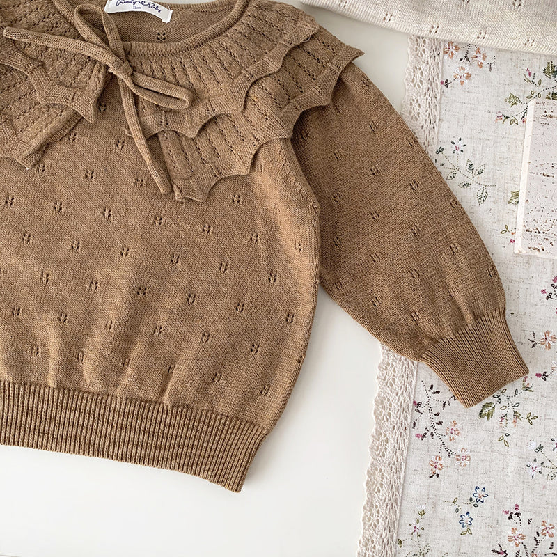 Baby Girls' Pullover Double-layer Ruffled Collar Sweater