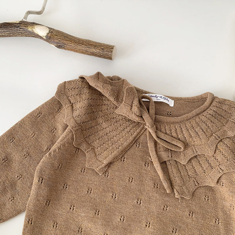 Baby Girls' Pullover Double-layer Ruffled Collar Sweater