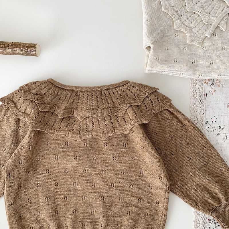 Baby Girls' Pullover Double-layer Ruffled Collar Sweater