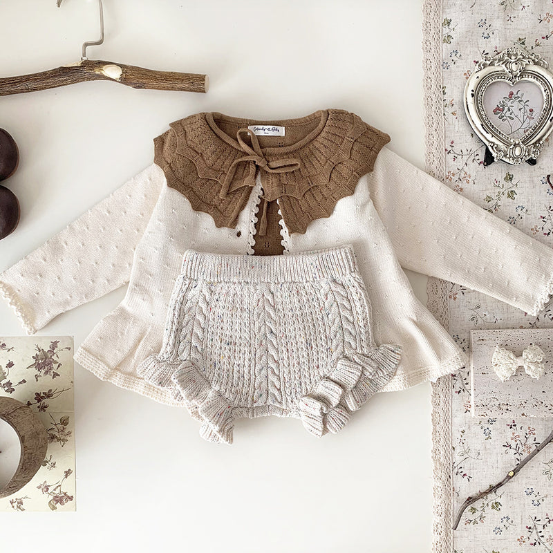 Baby Girls' Pullover Double-layer Ruffled Collar Sweater