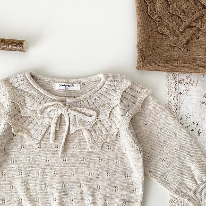 Baby Girls' Pullover Double-layer Ruffled Collar Sweater