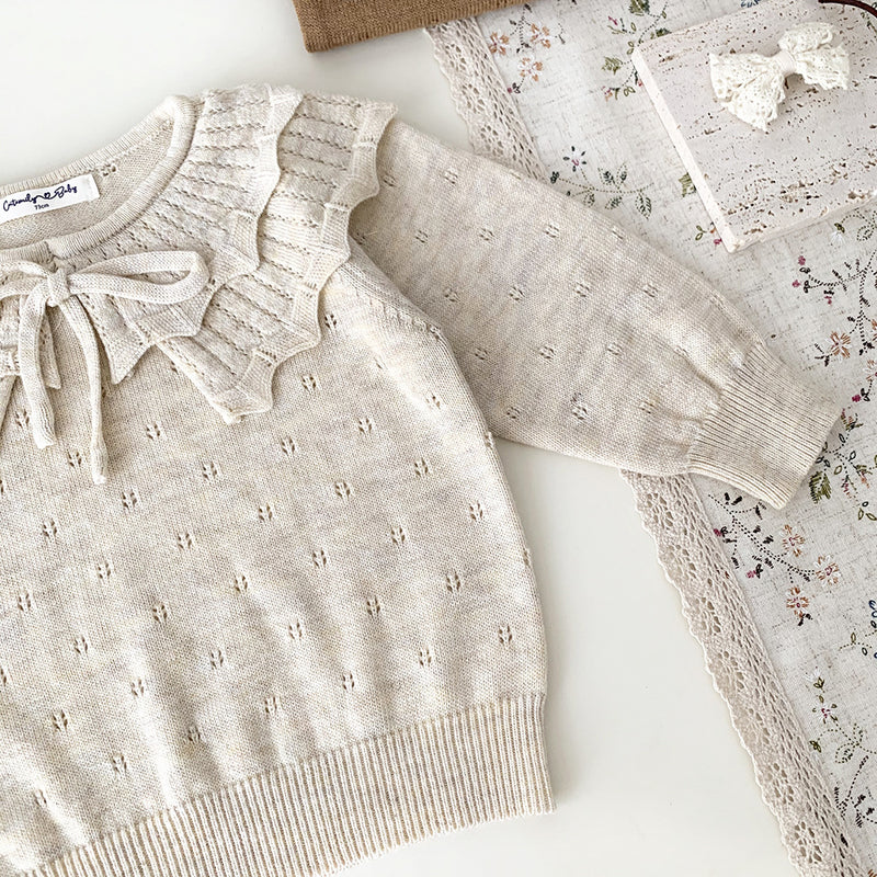 Baby Girls' Pullover Double-layer Ruffled Collar Sweater
