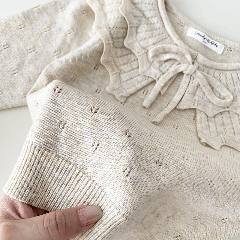 Baby Girls' Pullover Double-layer Ruffled Collar Sweater