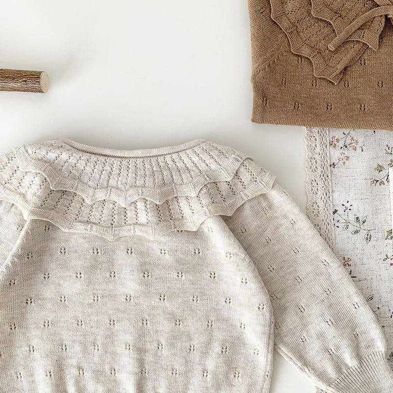 Baby Girls' Pullover Double-layer Ruffled Collar Sweater