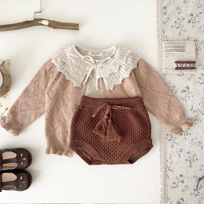 Baby Girls' Pullover Double-layer Ruffled Collar Sweater
