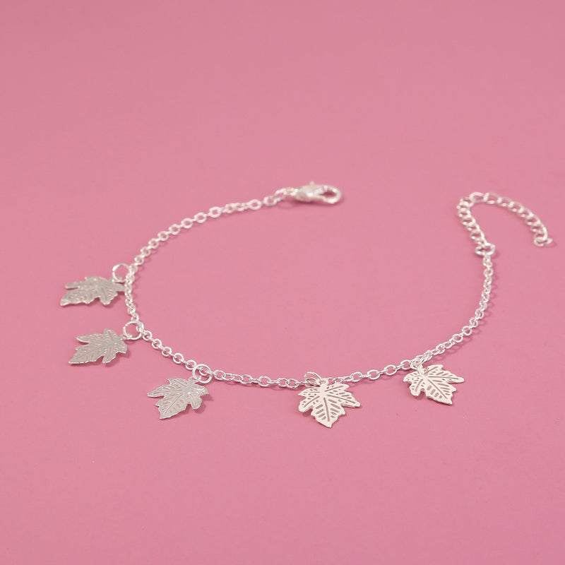 Halloween Personalized Creative Copper Sheet Dripping Oil Luminous Lucky Tree Leaf Pendant Bracelet