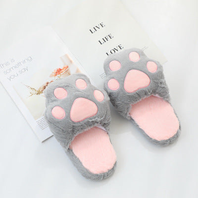 Imitation rabbit fur and cat's paw slippers