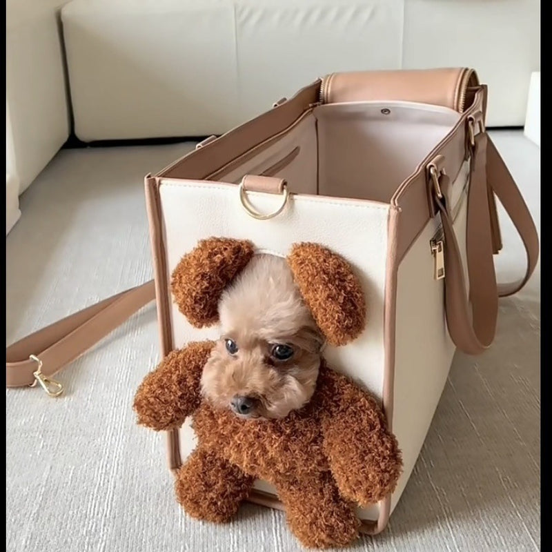 Kreative Haustiertasche mit großem Fassungsvermögen, Outdoor-Umhängetasche, Tragetasche für Katzen und kleine Hunde, Design: Brauner Bär, Haustierbedarf
