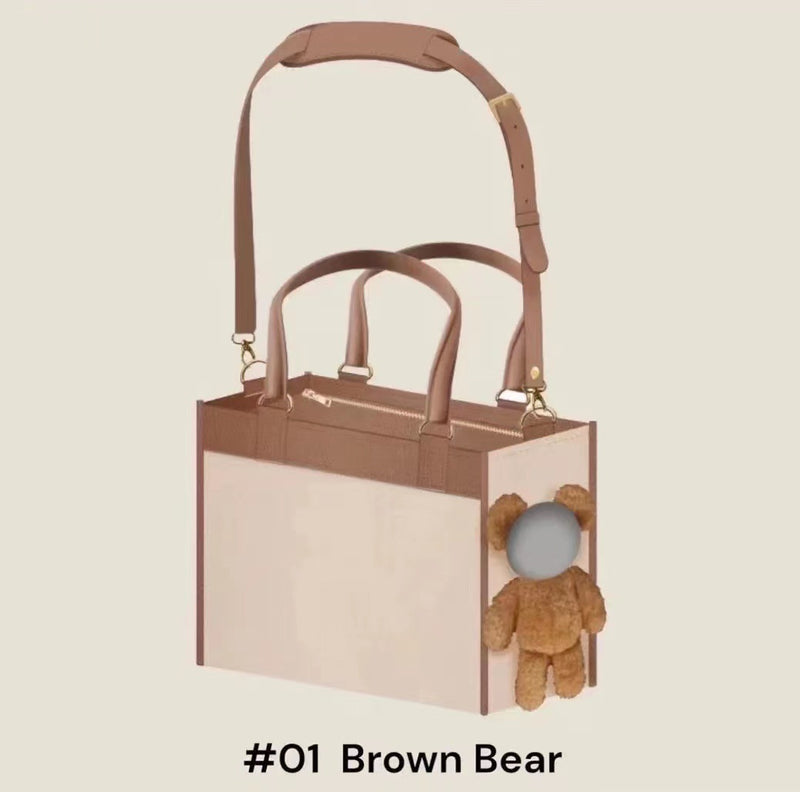 Kreative Haustiertasche mit großem Fassungsvermögen, Outdoor-Umhängetasche, Tragetasche für Katzen und kleine Hunde, Design: Brauner Bär, Haustierbedarf
