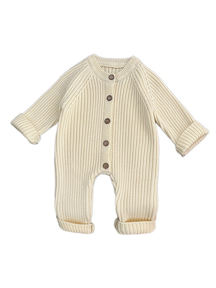 Fatos de malha grossa para recém-nascidos, roupa de inverno, macacão de malha