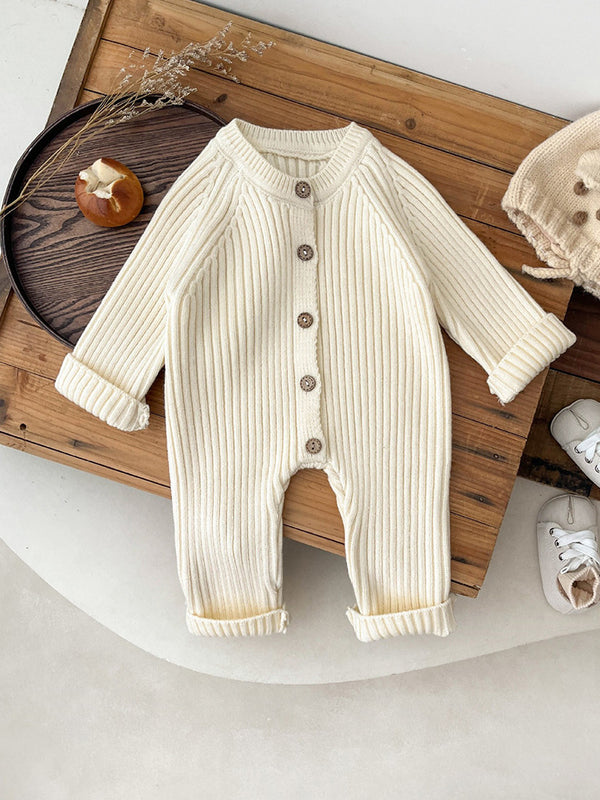 Fatos de malha grossa para recém-nascidos, roupa de inverno, macacão de malha