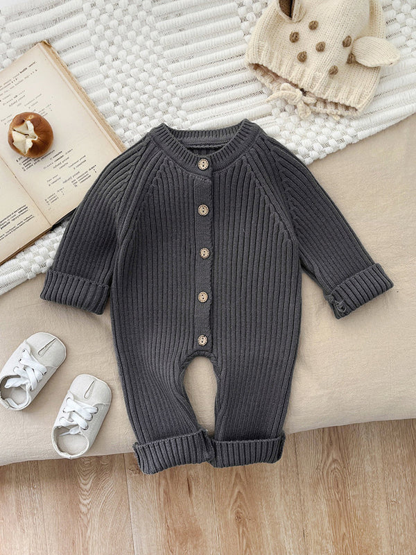 Fatos de malha grossa para recém-nascidos, roupa de inverno, macacão de malha