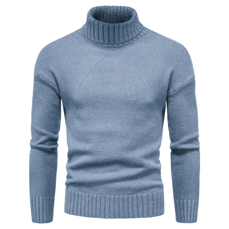 Camisola de Malha de Gola Alta de Cor Sólida para Homem