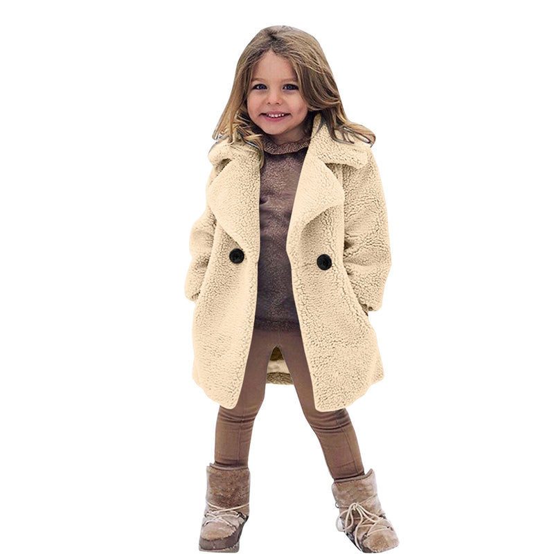 Gabardina de Menina com Lapela e Cor Sólida
