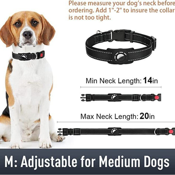 Reflektierendes Nylon-Hundehalsband mit schützender Taucherstoff-Hülle für Tracker